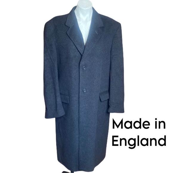 Wool Harvie & Hudson Men's charcoal grey Long Top Coat sz 42R